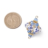 Oriental Blue and White Porcelain Style Lantern Beaded Links Connector Charms PALLOY-MZ01187-2