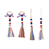 4Pcs 2 Style Independence Day Theme Hemp Rope Tassels Pendant Decorations HJEW-CF0001-19-13