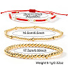 3Pcs 3 Styles Brass Round Beads Stretch Bracelets & Glass Seed Beads & Imitation Pearl Round Beads Adjustable Bracelets Set for Women YO0732-1-5