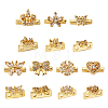 14Pcs 7 Style Rack Plating Brass Pave Cubic Zirconia Slide Charms KK-TA0001-36-2