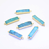 Electroplated Natural Druzy Agate Links/Connectors G-G656-02I-1