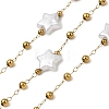 Handmade 304 Stainless Steel ABS Plastic Pearl Beaded Star Link Chains CHS-L032-01G-02-1