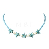 2Pcs 2 Styles Ocean Turtle Starfish Synthetic Turquoise & Natural Pearl & Glass Seed Beaded Necklaces NJEW-JN06130-04-3
