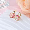Flat Round 201 Stainless Steel Natural Shell Leverback Earrings FS-WG6391F-08-1