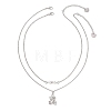 Alloy Bear and White Round Pendant 304 Stainless Steel Cable Chain Double Layer Necklaces for Women NJEW-JN05758-02-2