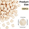 100Pcs Unfinished Wood Faceted Cube Beads WOOD-PA0001-75C-2