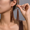 Alloy with Imitation Leather Ring Tassel Dangle Earrings FS-WG150DE-02-1