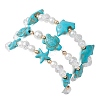 3Pcs Synthetic Turquoise & Natural Cowrie Shell Charm Bracelet Sets BJEW-JB09868-3