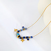 Natural Sodalite Rondelle Beads and 304 Stainless Steel Enamel Deep Sky Blue Column Star Pendant Necklaces for Women WG97891-02-1