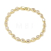 Teardrop Brass Micro Pave Clear Cubic Zirconia Link Chain Bracelets for Women BJEW-C156-07A-G-4