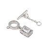 Rack Plating Brass Micro Pave Clear Cubic Zirconia Toggle Clasps KK-S384-22P-2