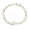 Natural Cultured Freshwater Pearl & Alloy Beads Stretch Bracelets for Women BJEW-JB14103-02-3