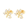 Brass Micro Pave Clear Cubic Zirconia Stud Earrings EJEW-F405-07G-2