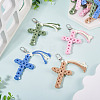 4Pcs Cotton Cross Pendant Decorations HJEW-TA00444-5