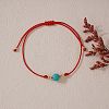 Synthetic Turquoise Round Bead Braided Bracelets EC3666-3
