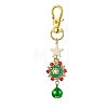 Christmas Wreath Glass Seed Pendant Decorations with Bell HJEW-MZ00077-01-1