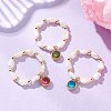 3Pcs Natural Cultured Freshwater Pearl Beaded Stretch Finger Rings RJEW-JR01009-1