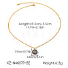 304 Stainless Steel Pave Cubic Zirconia and Enamel Evil Eye Pendant Necklaces WG396DB-02-1