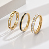 3Pcs Hollow Out 304 Stainless Steel Micro Pave Clear Cubic Zirconia with Enamel Finger Rings FS-WGFDE09-05-1