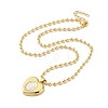 Real 18K Gold Plated Brass Pave Shell Ball Chain Locket Pendant Necklaces for Women NJEW-K381-02A-G-1