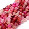 Dyed Natural Agate Faceted Round Beads Strands G-E320E-8mm-06-1