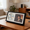 Wooden CD Display Stands with Glass ODIS-WH0108-098-4