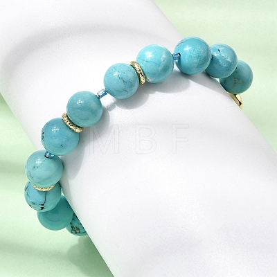 Natural Magnesite Round Beaded Bracelets for Women BJEW-A170-01G-1