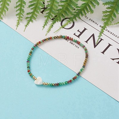 Faceted Rondelle Glass Beads Stretch Bracelets BJEW-JB05793-03-1
