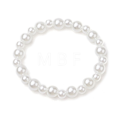 Kids ABS Plastic Imitation Pearl Round Beads Stretch Bracelets BJEW-JB11558-03-1