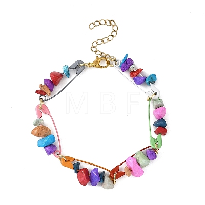 Synthetic Turquoise Chip Beaded Bracelets for Women BJEW-JB12783-1
