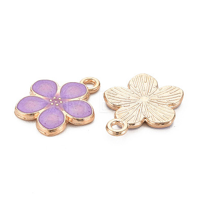 Light Gold Plated Alloy Enamel Pendants ENAM-R136-17-1