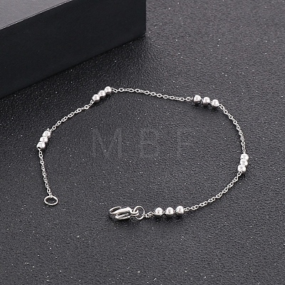 304 Stainless Steel Round Beaded Link Chain Bracelets for Women BJEW-D033-01P-1