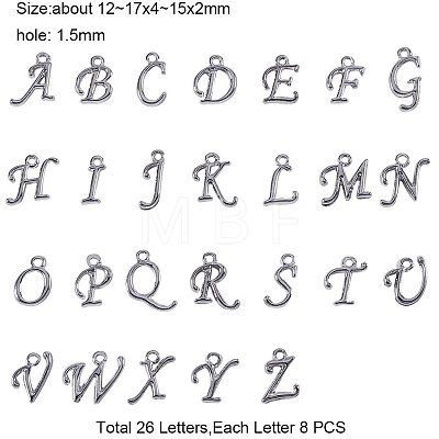 Alloy Alphabet Pendants PALLOY-PH0012-29B-1