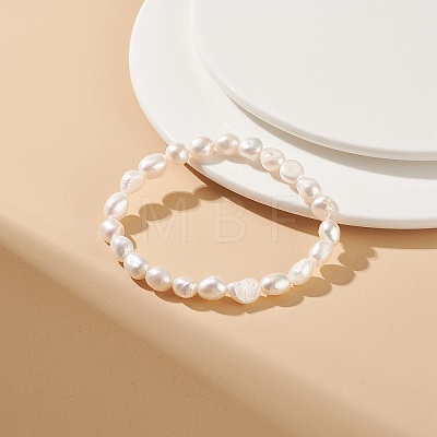 Natural Pearl Beaded Stretch Bracelet for Women BJEW-JB08868-01-1