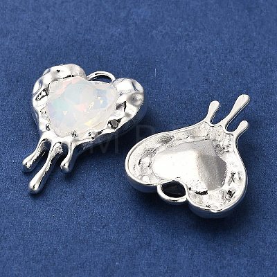 Rack Plating Alloy Rhinestone Pendants PALLOY-D028-08A-S-RS-1