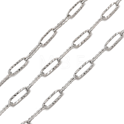 Tarnish Resistant 304 Stainless Steel Textured Paperclip Chains CHS-I009-01P-A-1