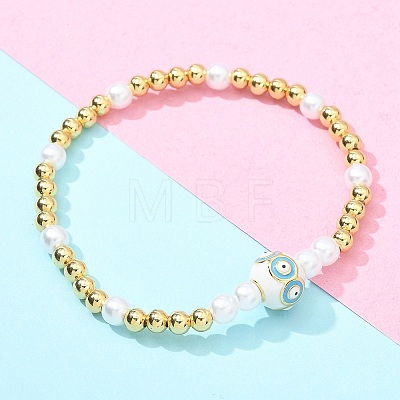 Brass Beaded Stretch Bracelets for Women BJEW-G736-03A-1