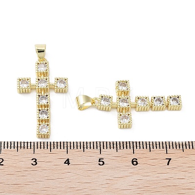 Cross Brass Micro Pave Cubic Zirconia Pendants KK-E102-02G-01-1