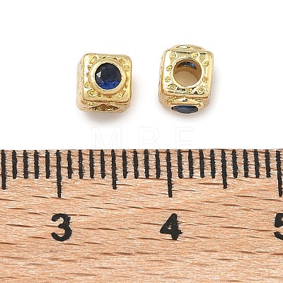 Cube Brass Micro Pave Cubic Zirconia Beads KK-B170-03G-1