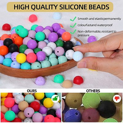 80Pcs Round Silicone Focal Beads SIL-SZ0001-24-26-1