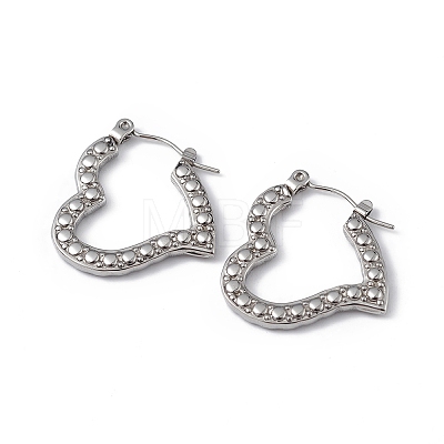 304 Stainless Steel Heart Hoop Earrings for Women EJEW-I284-12P-1
