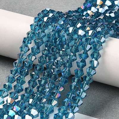 Transparent Electroplate Glass Beads Strands GLAA-F029-3mm-A01-1