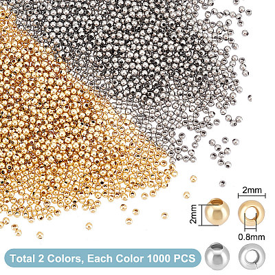 Unicraftale 2000Pcs 2 Colors 304 Stainless Steel Beads STAS-UN0050-61-1