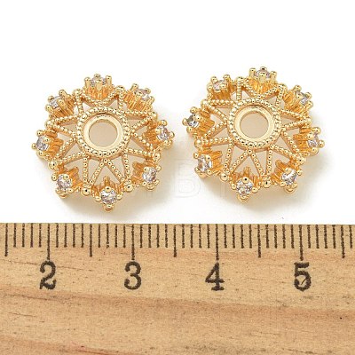 Rack Plating Brass Micro Pave Clear Cubic Zirconia Bead Caps KK-K386-09C-G01-1