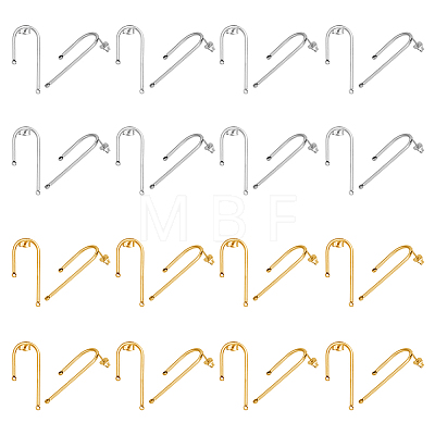Unicraftale 16 Pairs 2 Colors 304 Stainless Steel Arch Stud Earring Findings STAS-UN0047-91-1