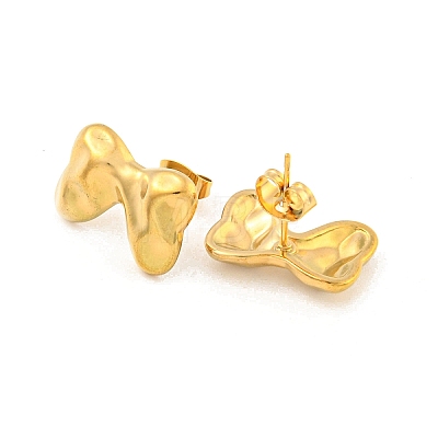 Bowknot 304 Stainless Steel Ear Studs EJEW-L290-020G-1