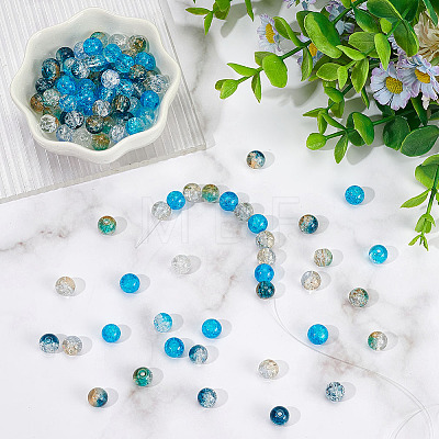 GOMAKERER 240Pcs 8 Style Crackle Transparent Glass Beads CCG-GO0001-01-1