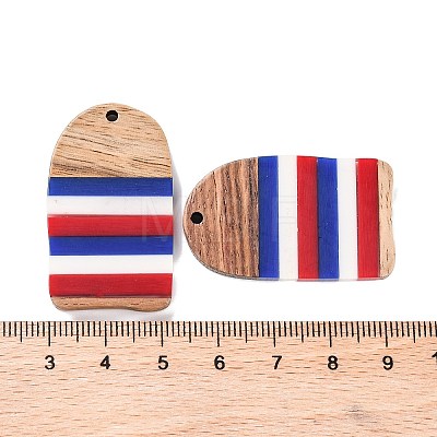 Independence Day Opaque Striped Resin & Walnut Wood Pendants RESI-U010-02Y-1