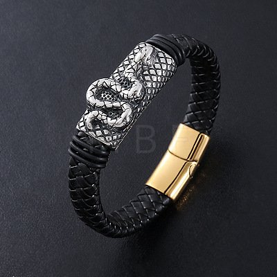 Punk Braided PU Leather Cord Bracelets VJ0992-2-1