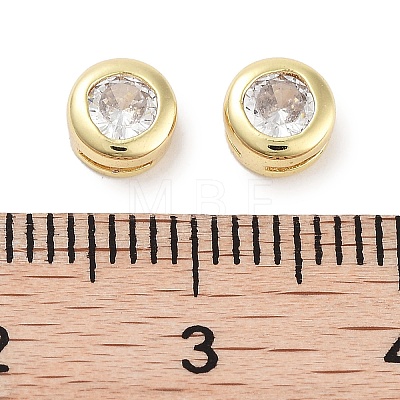 Brass with Single Cubic Zirconia Slide Charms KK-C051-27G-01-1